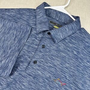 Greg Norman Polo Shirt Men XXL Blue Space Dye Play Dry Performance Golf